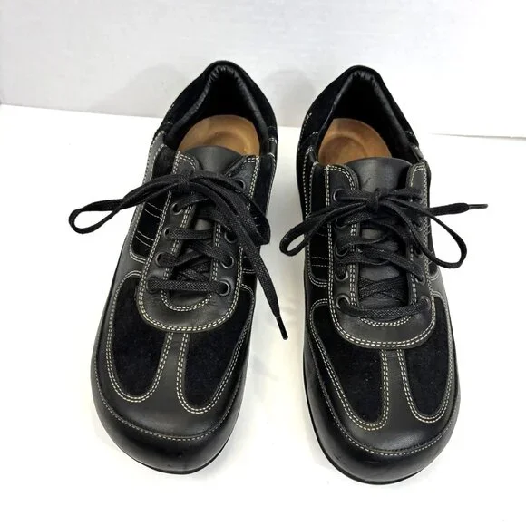 Birkenstock Footprints Leather Lace Up Walking Shoes Womens 8 39 Black Sneakers - Picture 6 of 12